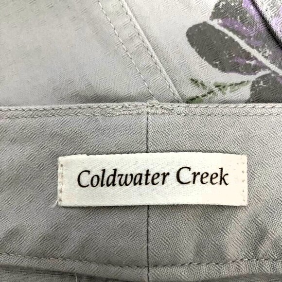 Coldwater Creek Khaki Capri Crop Cotton Cargo Pants Flower Leg - Picture 10 of 15